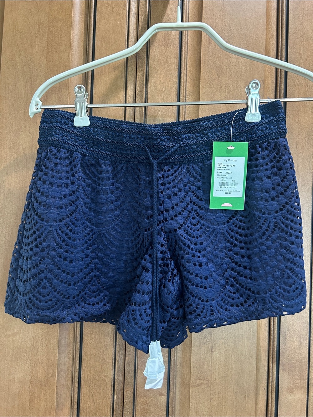 Lilly Pulitzer Navy Crochet Scallop Hem Drawstring Skort